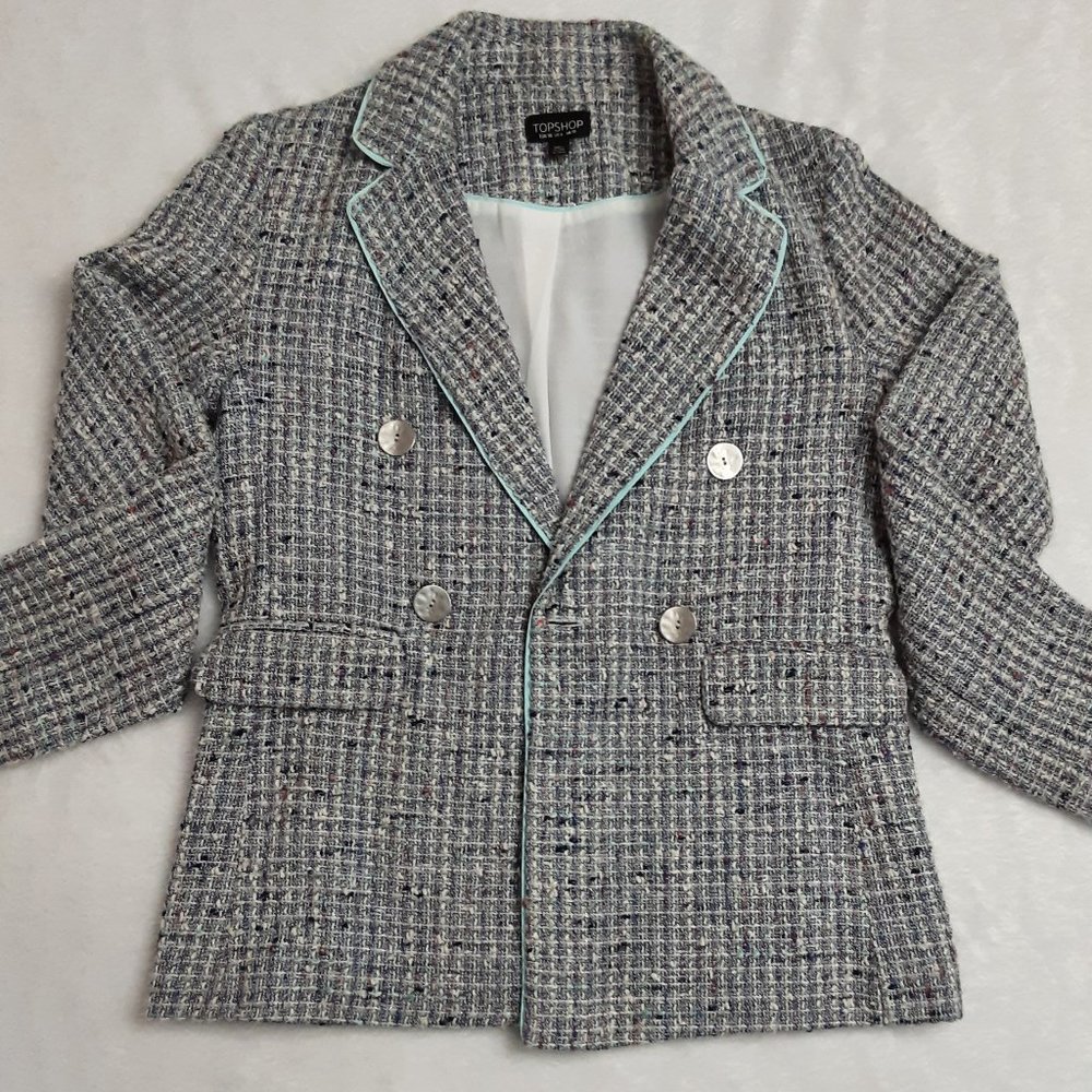 Sparkly Tweed Top Shop Blue Blazer